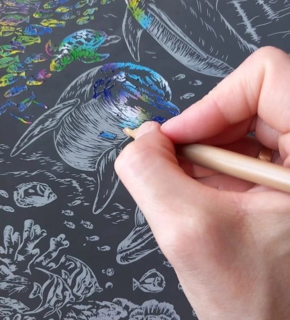 Vyškrabávací obrázky detail